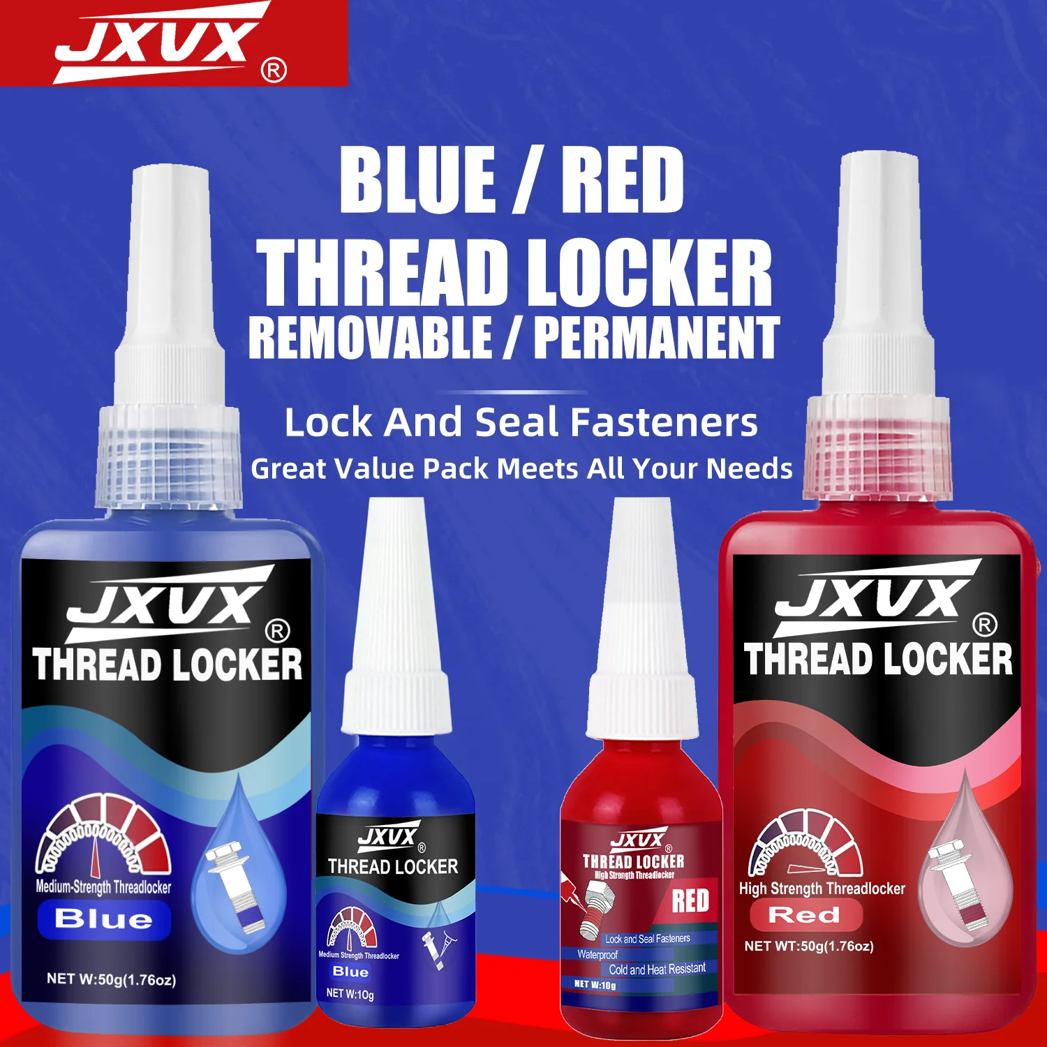 243 271 thread lock blue medium strength,locking and sealing nuts, bolts, fasteners and metal, can prevent loosening and leakage