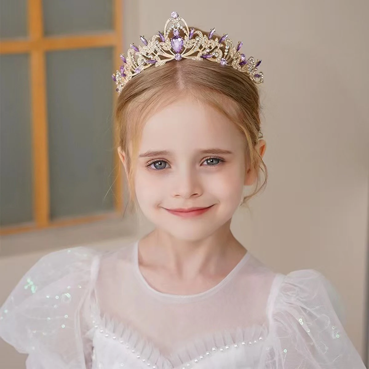 Girl headdress Princess exquisite rhinestone crown children\'s performance high-end temperament crown girl birthday hairband hair