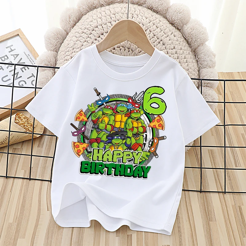 Teenage Mutant Ninja Turtles Birthday Digital Cartoon Pattern Summer Casual Cotton Comfortable Short Sleeve Top T-shirt - view 2