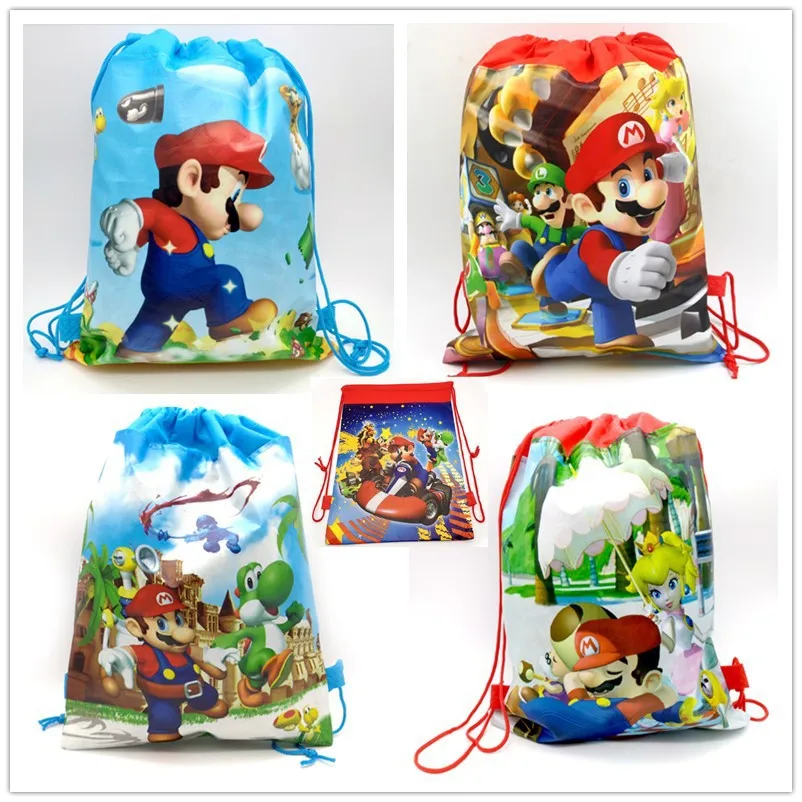 Hot New Super Mario Foreign Trade Children's Backpack Drawstring Bag Cute Anime Non Woven Bunch Pocket Children's Day Gifts