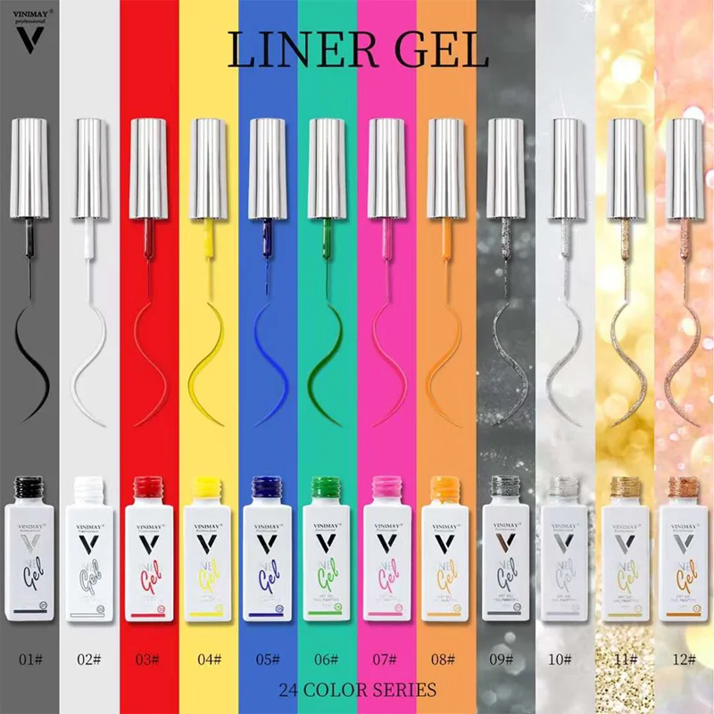 Vinimay 12 Kleur/Set Trekken Lijn Gel Nail Art Gel Nagellak Nail Uv Gel Vernis Losweken Gelpolish gel Vernis Lacque Primer