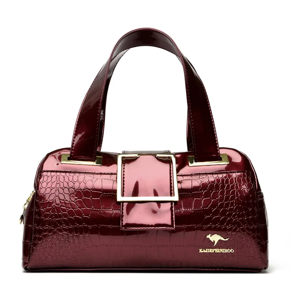 Luxury Designer 3 Layers Purses and Handbags Patent Leather Top-Handle Bags for Women Female Crocodile Pattern Casual Tote Sac