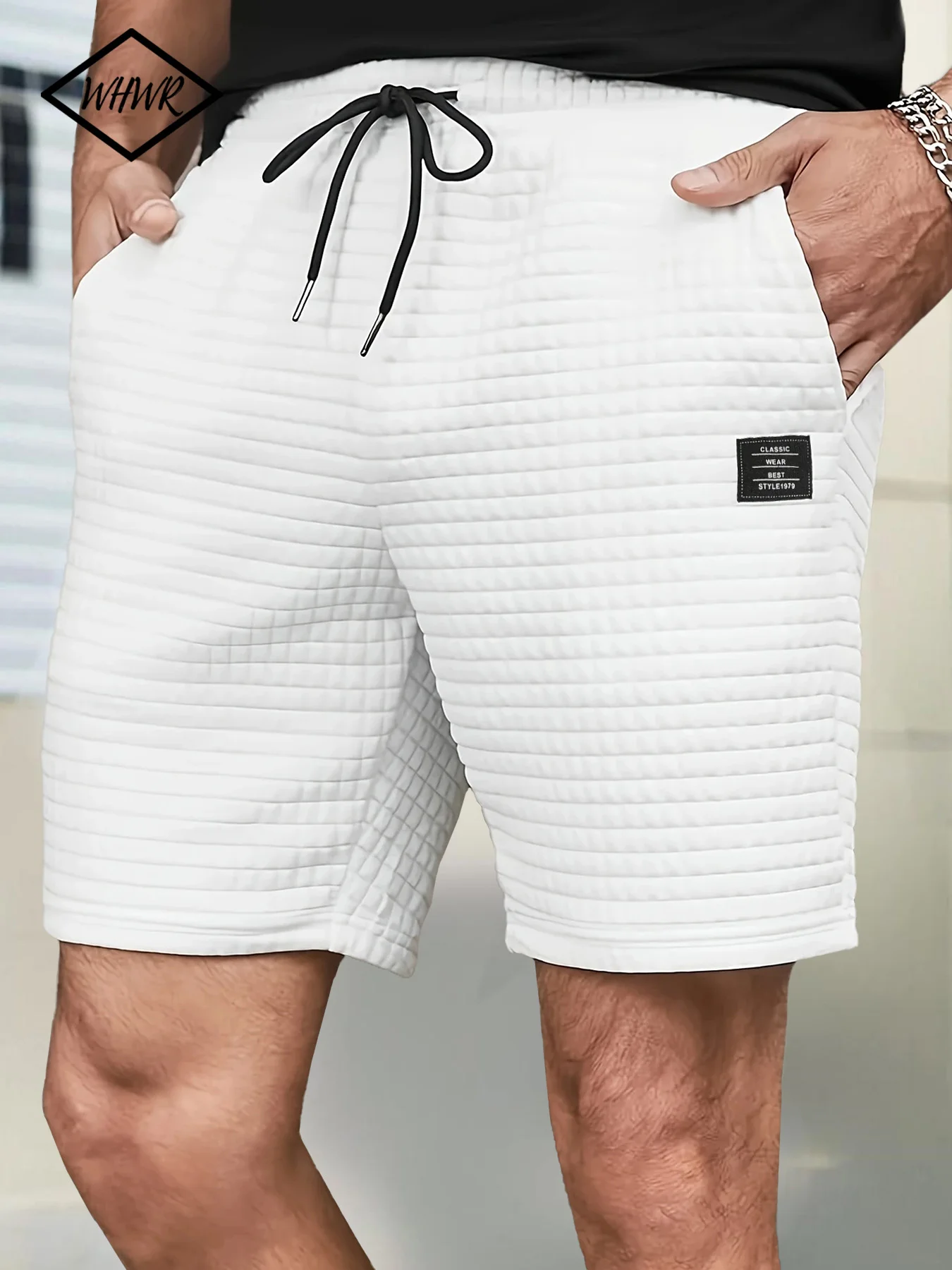 

2025 Summer New Trendy Loose Men's Sports and Casual Pants Knit Plaid Baggy Cargo Mens Waffle Pants Plus Size Large Men's Shorts