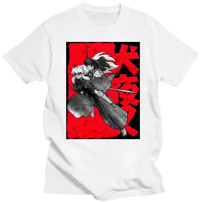 Short Sleeve T-Shirts Cotton Tops Vintage Demidemon Inuyasha Men T Shirt Sesshoumaru Kikyo Higurashi Kagome Anime Cartoon Tee