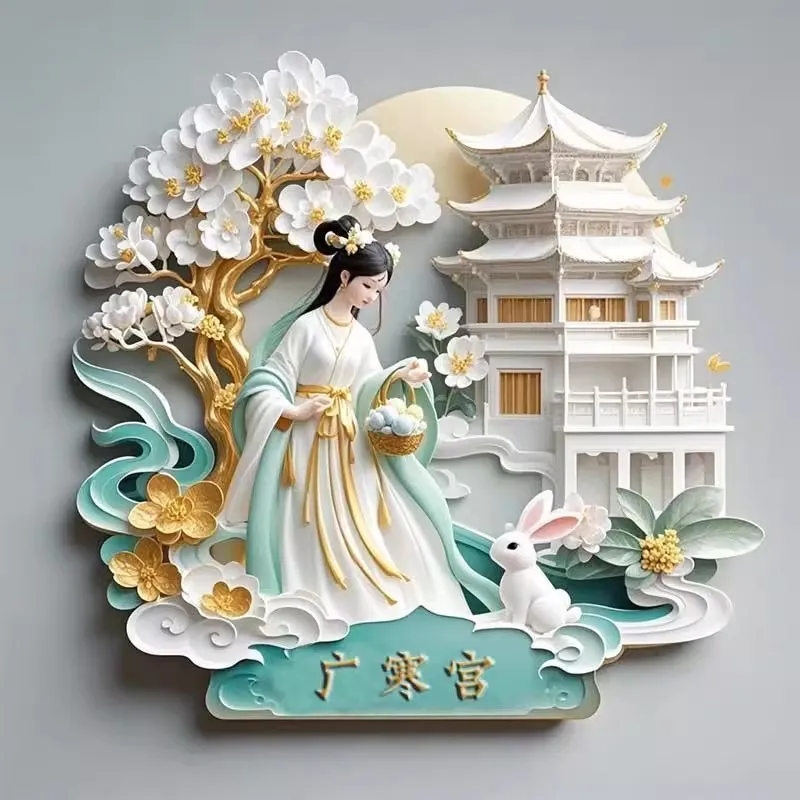 China's Mid-Autumn Festival Myth Chang'e Flying To The Moon 3D Fridge Magnets Tourism Souvenirs Refrigerator Magnetic Stickers