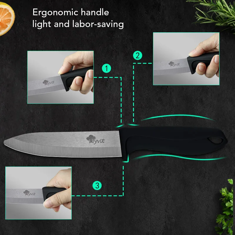 Ceramic Knife Set Chef Utility Paring Vegetable Slicing 3 4 5 6 inch Kitchen Knives+Peeler Black Zirconia Blade Cooking Tool