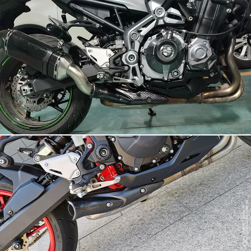 Motorcycle Exhaust System Middle Link Pipe Carbon Fiber Heat Shield Cover Guard Anti-Scalding Shell Fit For Kawasaki Z900