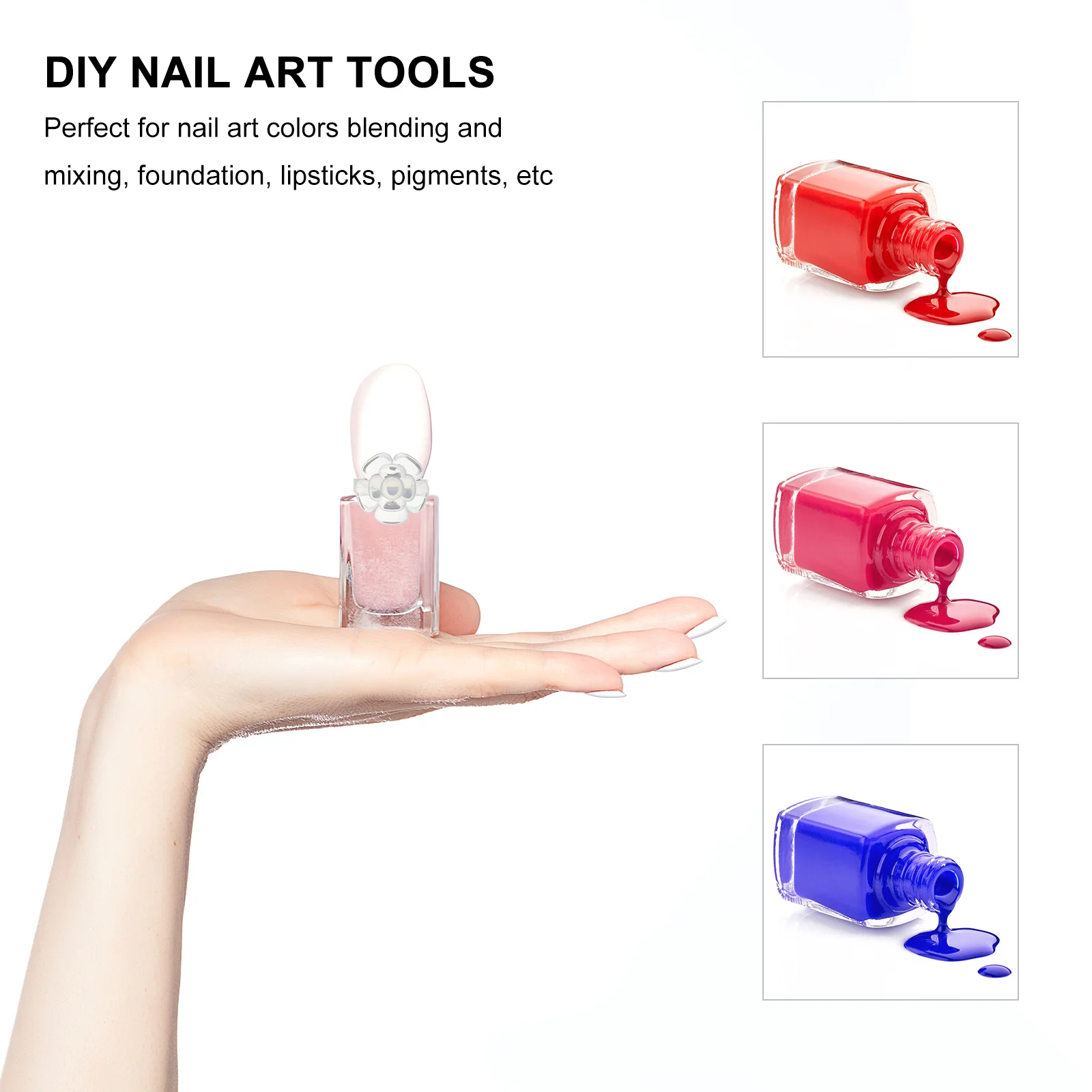 

100Pcs Nail Art Palettes Ring Mini Flower Shape Holder for Nail Polish Blending Foundation Lipstick Pigments DIY Manicure Tools