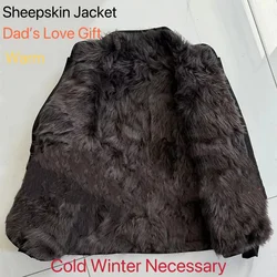 2024 inverno vera lana cotone giacca di mezza età anziani uomini donne addensare capispalla caldi Casual lungo Sheepkin giacca regalo papà