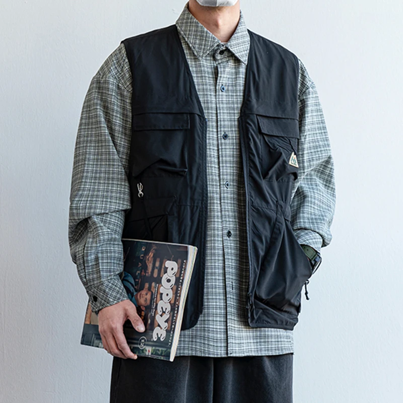 Japanische Streetwear Funktion Multi Pocket Cargo Weste für Männer Harajuku lässig ärmellose Jacke koreanische Mode taktischen Mantel männlich