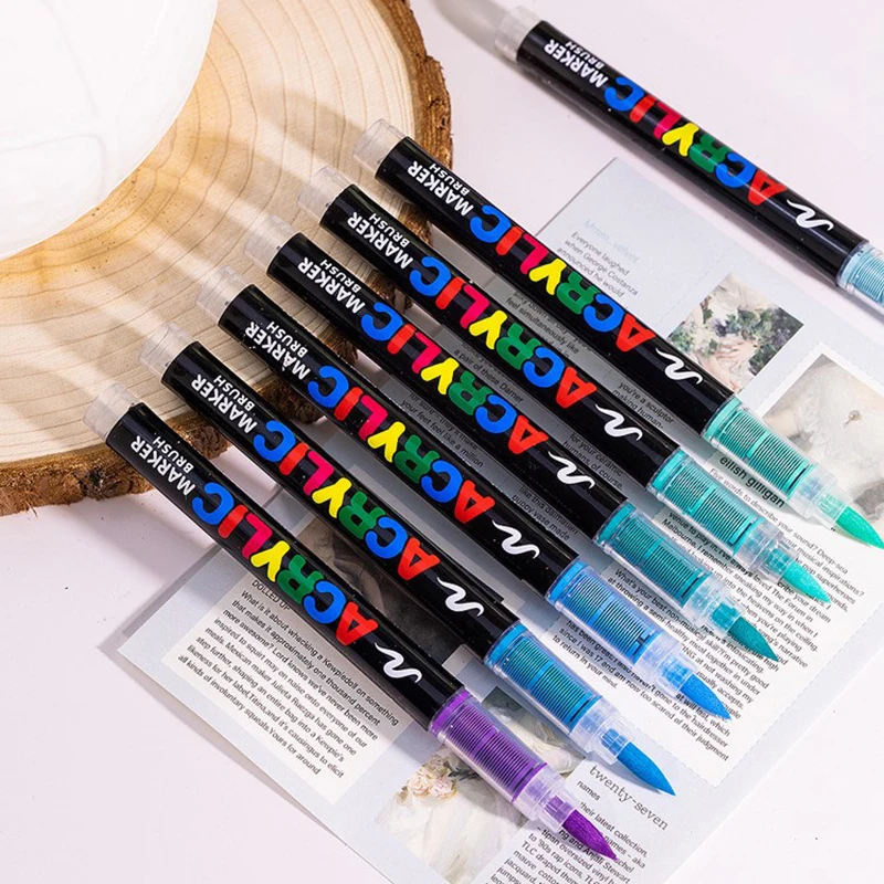 1Pcs Liquid Acrylic Marker Pen Paint Brush Pen Painting Stone Ceramic Glas Wood Canvas Making Drawing Graffiti Coloring Pen