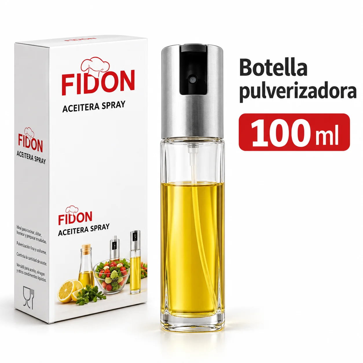 Pulverizador de aceite de vidrio de 100ml, botella pulverizadora de aceite de pulverización fina para el hogar, botella de condimento para cocina, botella pulverizadora de aceite para barbacoa, pulverizador de aceite de oliva para cocinar, para ensaladas, barbacoa, cocina y repostería.