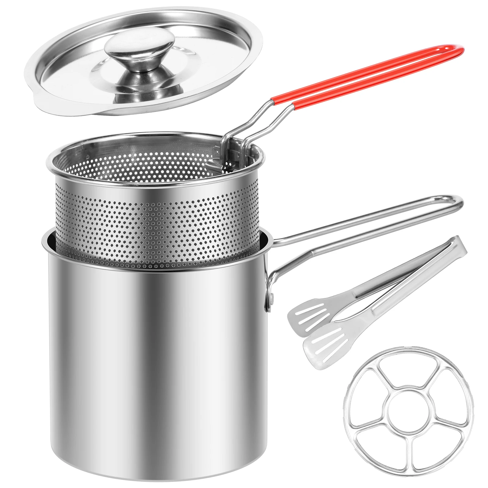 Stainless Steel Deep Frying Pot Tempura Fryer Pan Food Grade Outdoor Fryer with Lid for Frying Chicken and Fries Cooking Tools