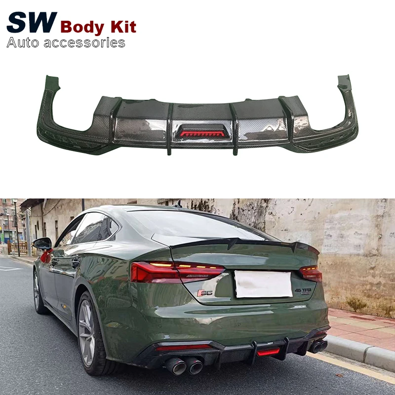 

A5 S5 Carbon Fiber KB Style RS5 Rear Diffuser For Audi A5 S5 RS5 B10 Upgrade Rear Bumper Splitter Lip Diffuser Cover Trim 2021+