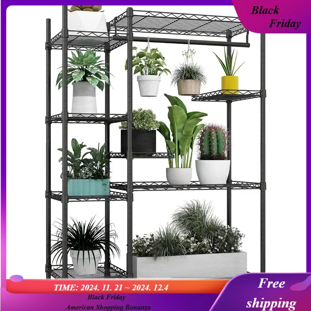 Plant Stands for Indoor Plantsd Outdoor Plant Shelf,4Tier More Than 14 Pots Flower Pots Holder Storage Shelf Flower Stands Black