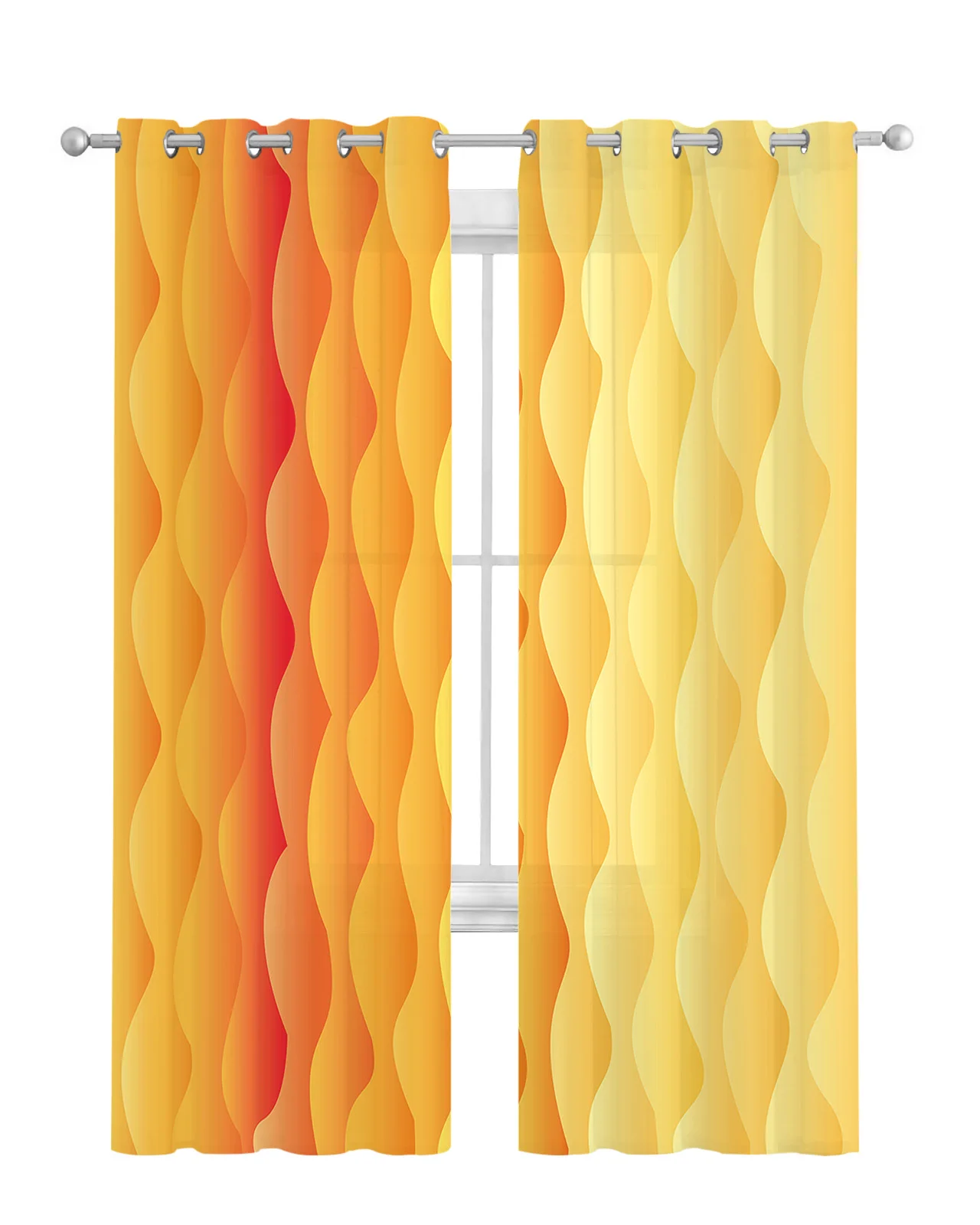 Gradient Wave Curve Yellow Orange Tulle Drapes Living Room Bedroom Sheer Window Curtains Kitchen Balcony Modern Voile Curtains