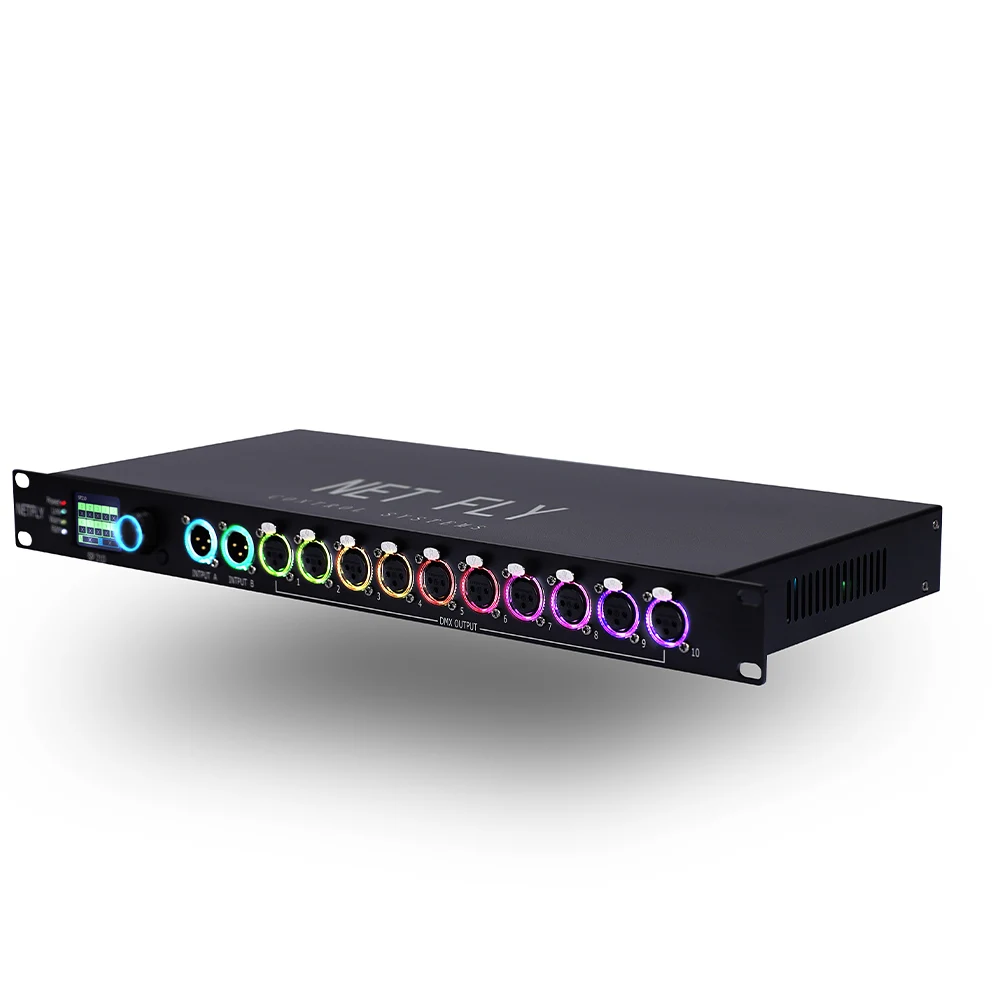SP210 2 Input 10 Output DMX RDM Splitter Signal Amplifier Electrical Isolated DMX Merger HTP LTP With Color Screen for Lights