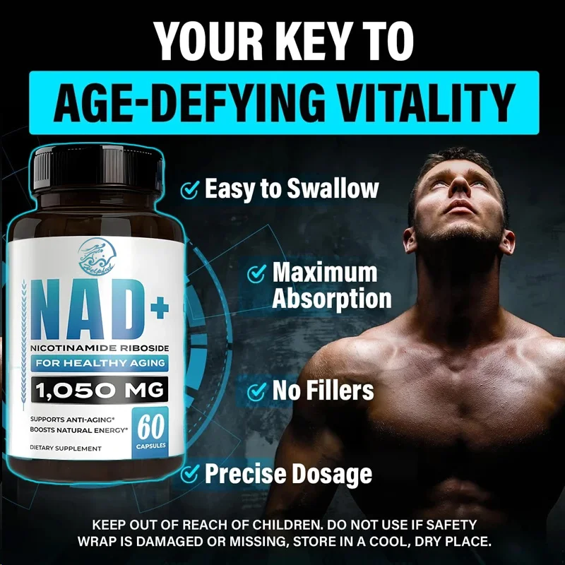 NAD supplement nicotinamide nucleoside containing trans resveratrol and TMG, supports cellular health,energy, and healthy aging