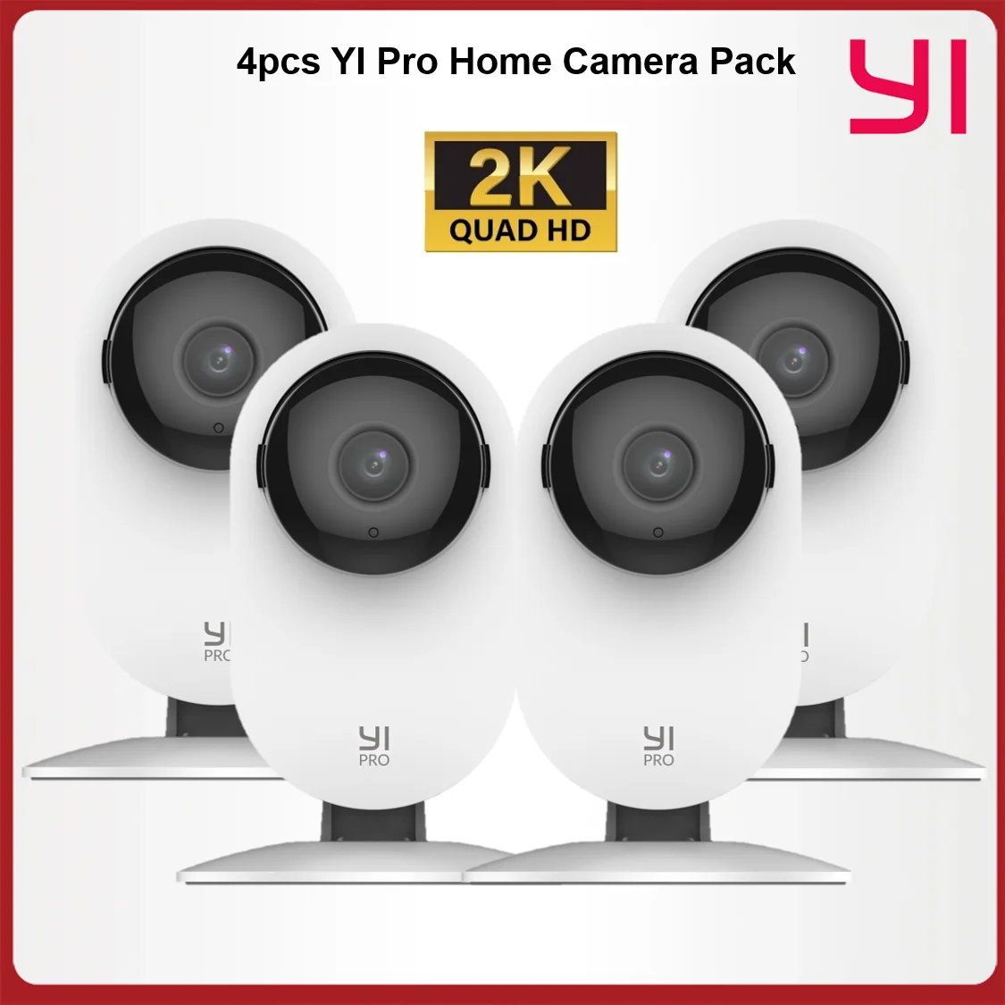 YI Pro Wireless 2K Home Security Camera Pack with Night Vision 3MP Wi-Fi IP Smart Surveillance Baby Monitor for iOS Android