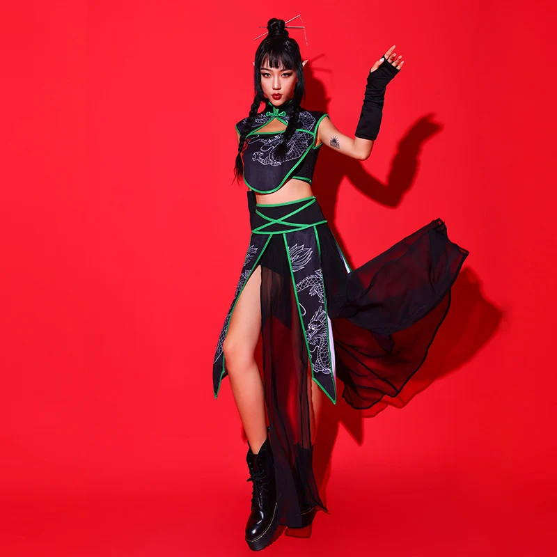 الحديثة ملابس رقص الجاز النساء المغني مرحلة الملابس ملهى ليلي بار Dj Gogo راقصة الزي الهيب هوب ملابس الرقص الهذيان ارتداء BL9066 #4