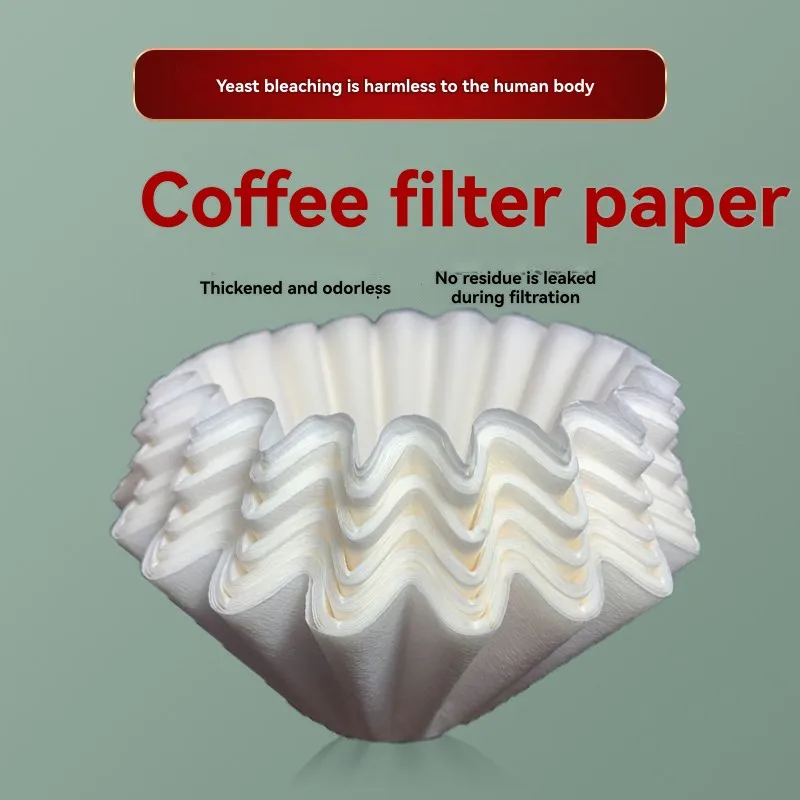 Wave-Shaped 2-4 Cup Coffee Filter Papers for Drip Brewing - 100% Wood Pulp, White, 185x50mm-A75P