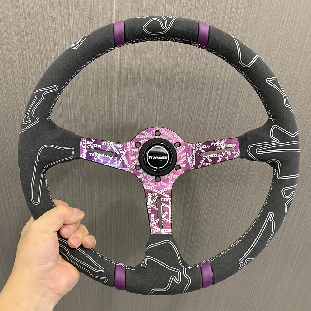 350mm 14inch TIYPEOR New Design deep dish suede leather steering wheel