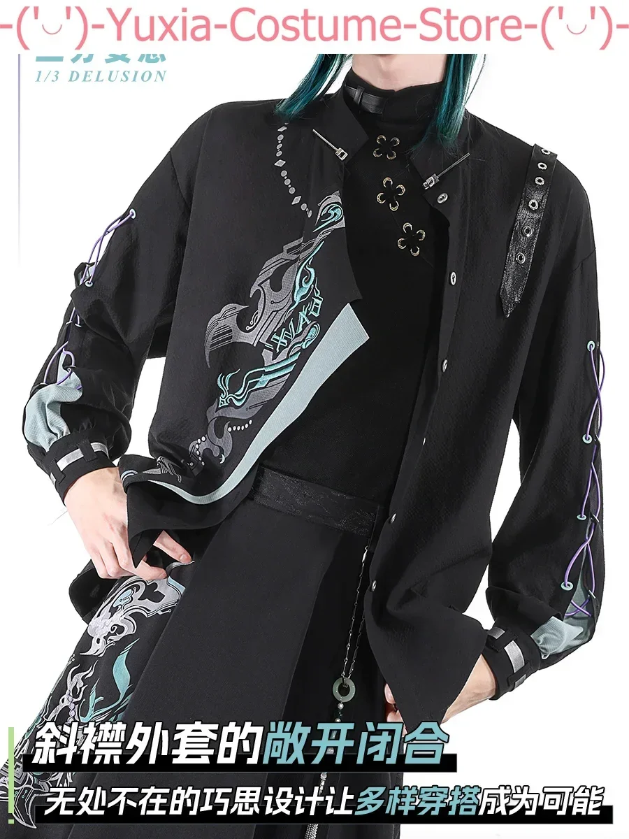 Three Point Delusion Genshin Impact Xiao New Chinese Style Men Cosplay Costume Cos Game Anime Party Uniform Hallowen Play Role