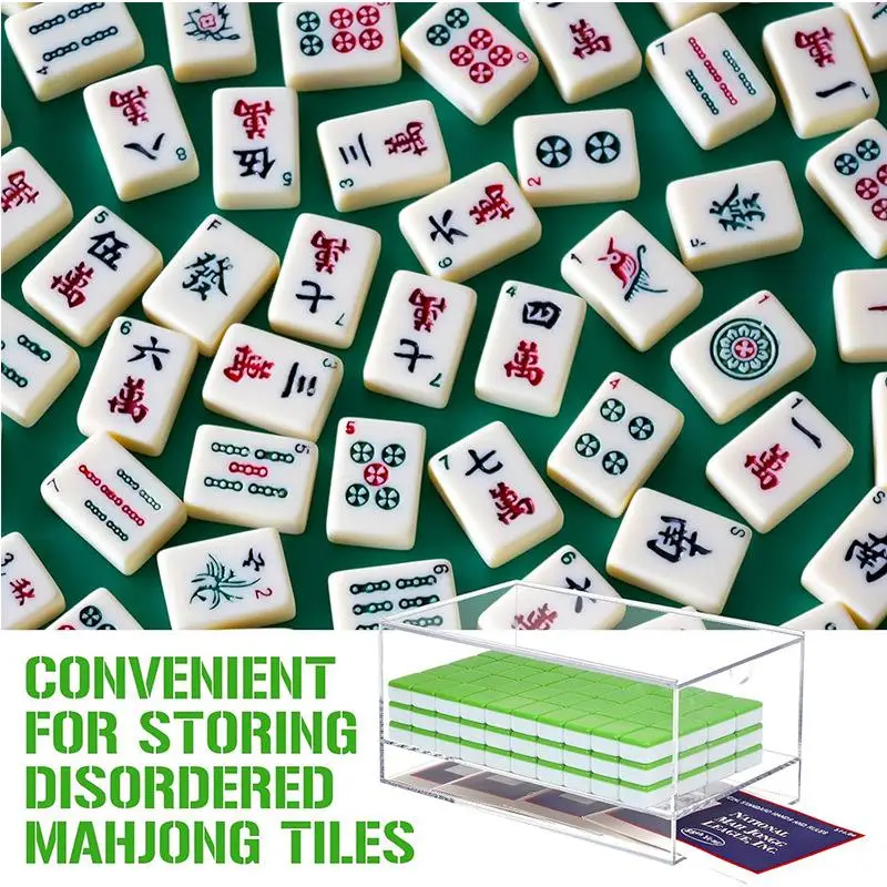 

Портативный прозрачный акриловый кейс для маджонга с отделениями для японских плиток маджонга и хранения карт