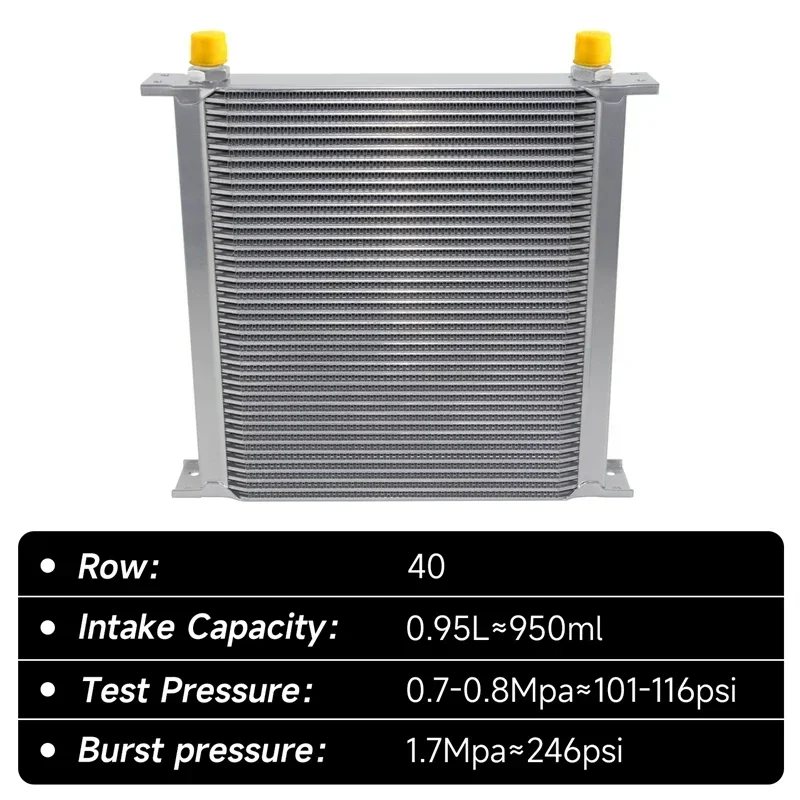 

34/40 Row AN10 Engine Transmission MOCAL Style Oil Cooler Radiator Silver/Black Aluminum