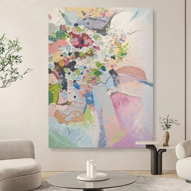 Oil painting abstract color block living room porch decorative  three-dimensional acrylic thick modern American canvas painting