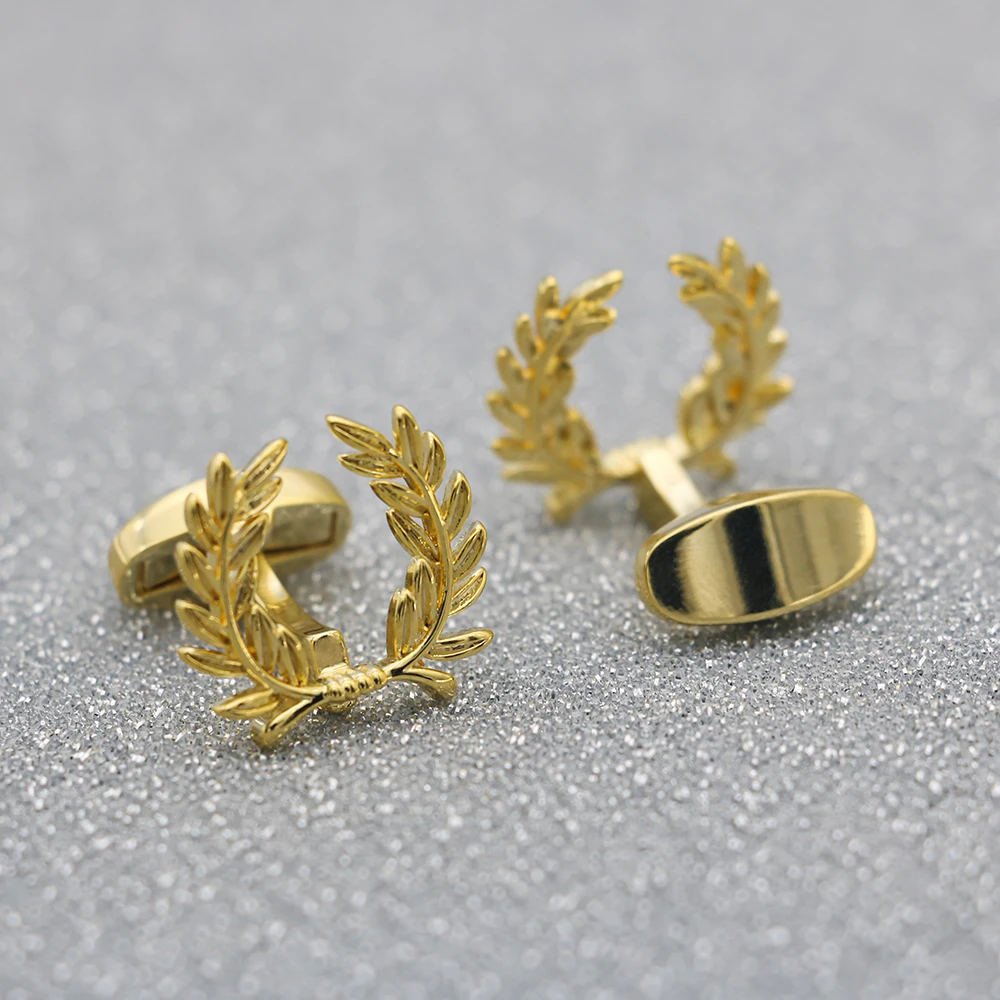 New Arrival Creative Novelty Design Gold Wheat Ear Cuff link Quality Brass Material Men's Jewelry High Quality Holiday Gifts