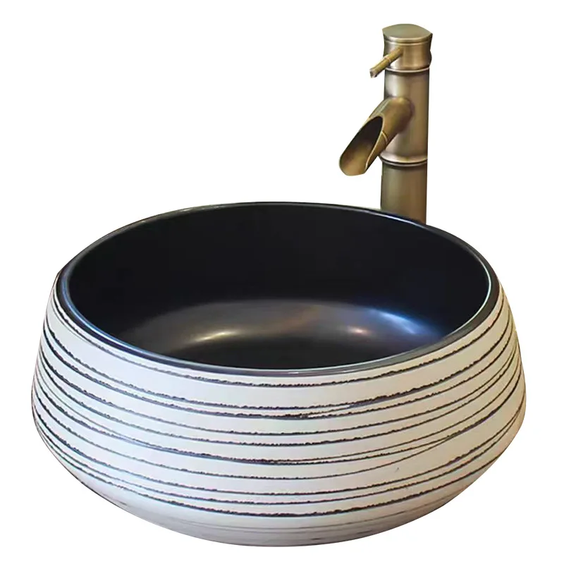 

Retro art table basin Ceramic washbasin Chinese basin Round antique table washbasin