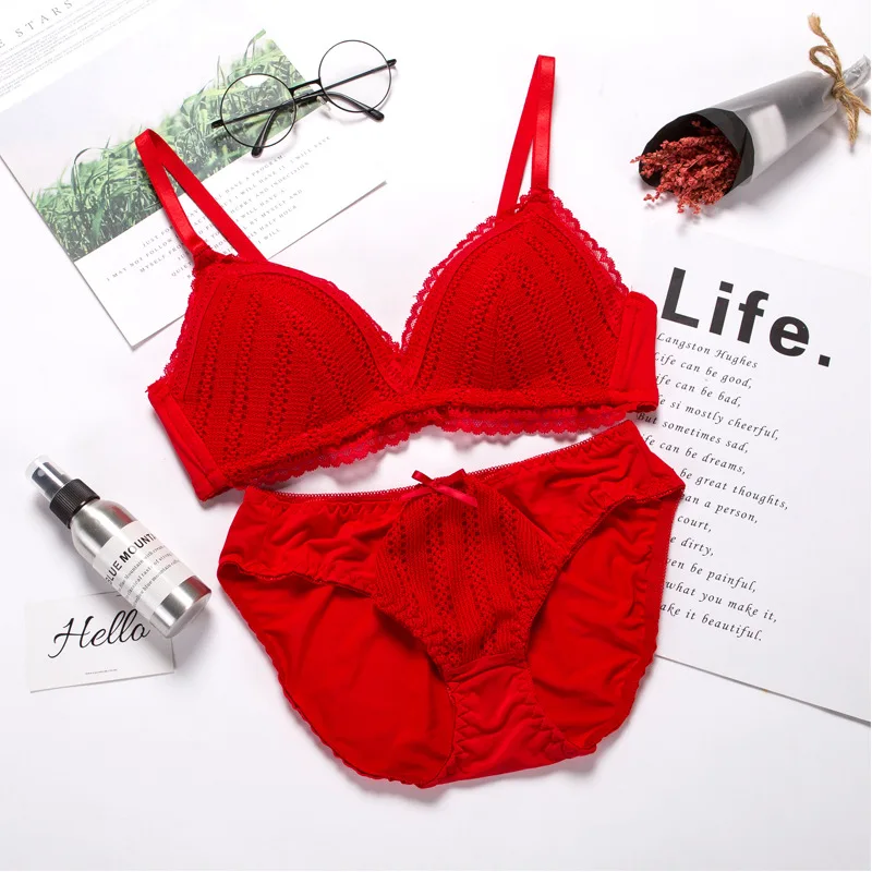 

Lingerie Set 2PCS/Set Women Seamless Bra Panties Set Sexy Stretch Lace Bra Soft Briefs Style Panty Bralette Crop Top Intimates