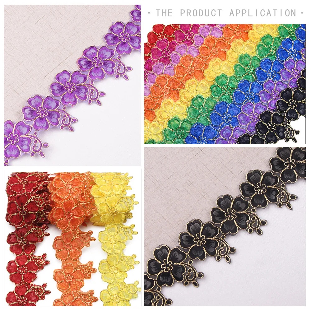 New fashion 1 yard 65mm embroidered colorful flower lace tape trim iron on patch sewing crafts Bohemia garment accessories DIY