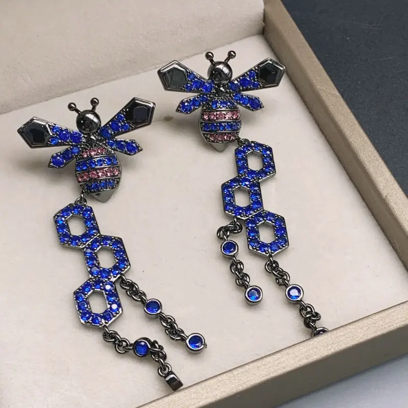 

Bilincolor Fashion Royal Blue Bee Tassel Earring for Women