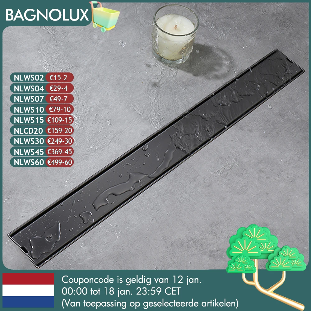 

Black Bathroom Floor Drain Linear Shower Drain 304 Stainless Steel Tile Insert 60/80/90/100CM Deodorize Bathroom Accessories