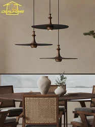 Designer Minimalist Black Solid Wood Flying Saucer Pendant Lights LED GU10 Home Decor Restaurant Study Bar Bedside Tea House Bar