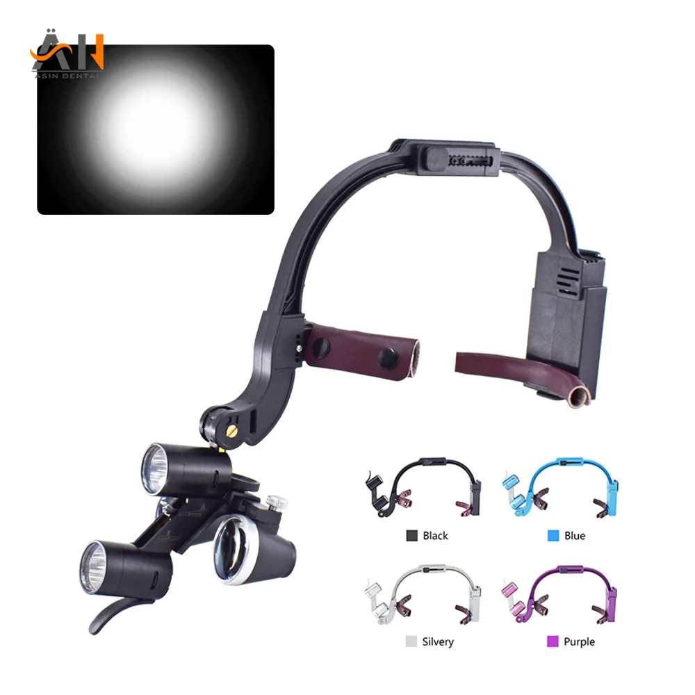 

Colourful 5W Dental LED Head Light Lamp 2.5X 3.5X Dentisit Surgical Headlight Magnification Binocular Loupes For Lab Equipment