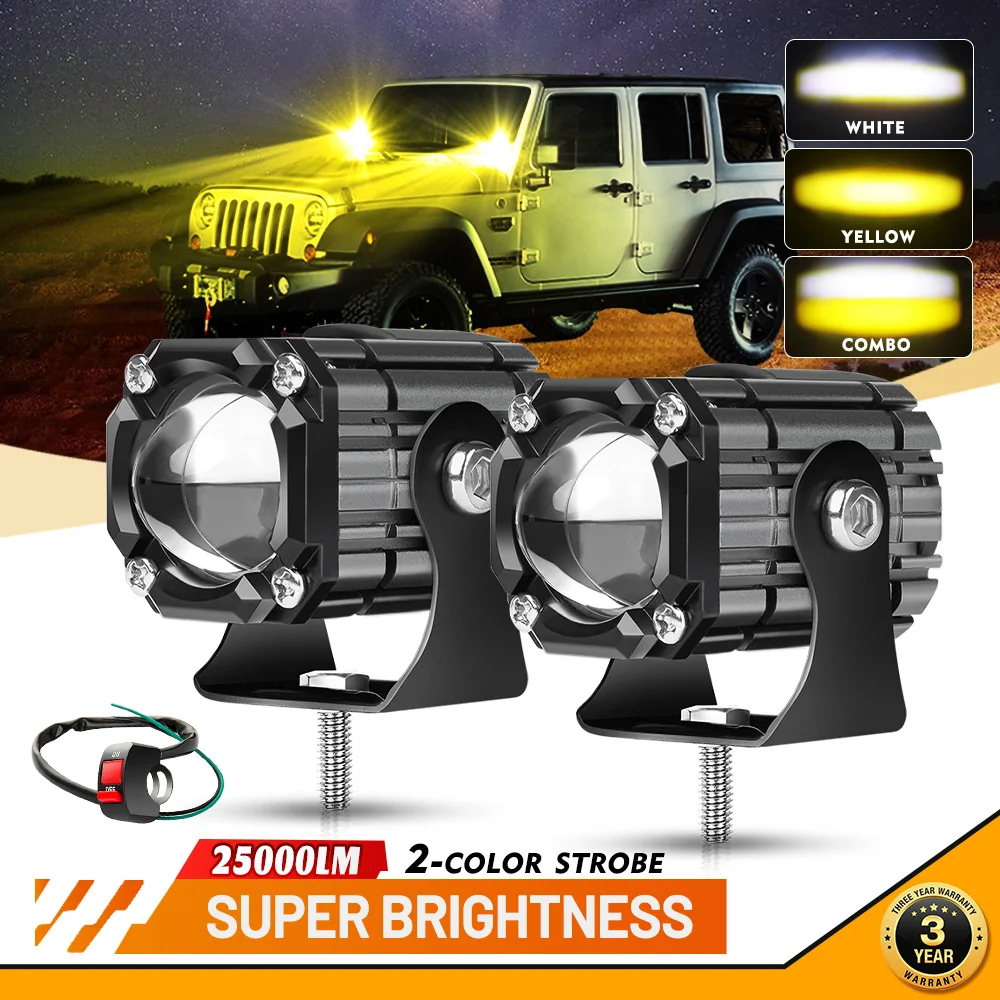 

2inch Led Work Light 12V 24V 4x4 Offroad Flashing White Yellow Fog Lights For Motorcycles Headlights Car Truck UTV