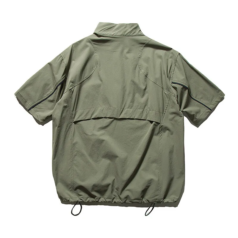 2026 Summer Half Zip Short Sleeve Shirt Men Streetwear Outdoor Cycling Top Casual Sports Jersey