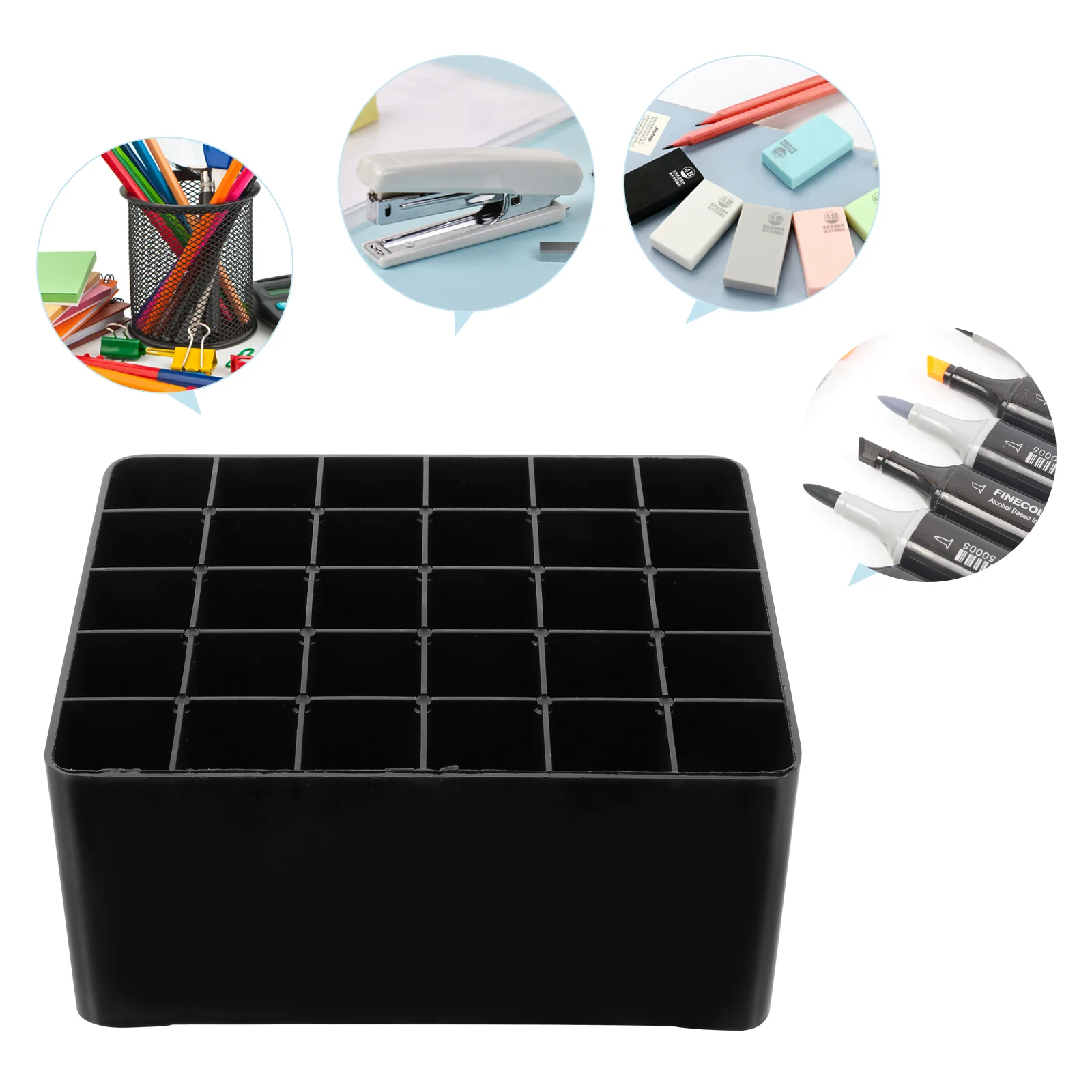 

Tray Organizer for Desk Colored Pencil Holder Marker Base Stationery Container Penholder Drawer Plastic