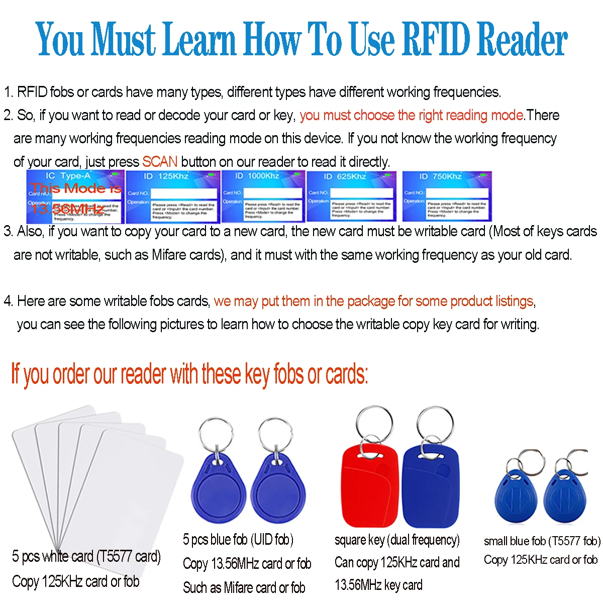 RFID Reader Writer Duplicator 10 Frequency NFC Smart Card Programmer 125KHz 13.56MHz Encrypted Decoder Writable Key Cards, USB