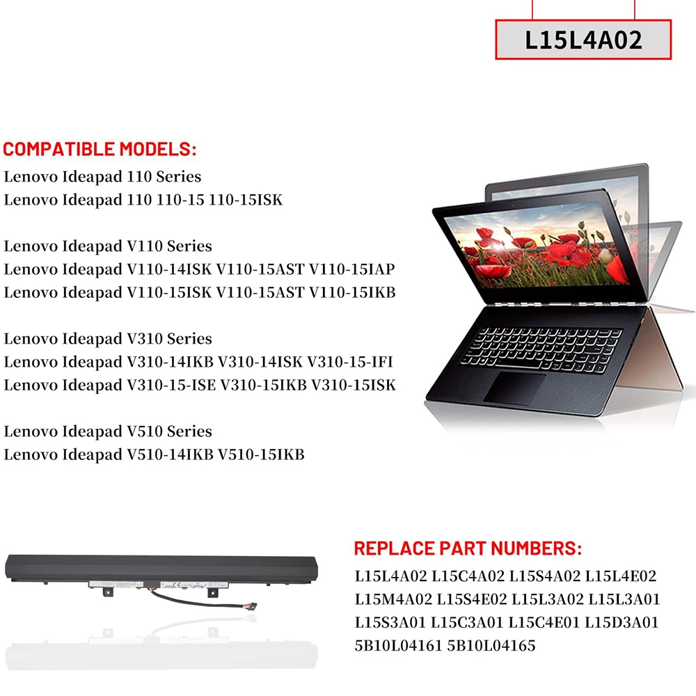 L15L4A02 L15S4E02 L15S3A01 L15C3A01 L15L3A02 L15L3A01 Laptop Battery for Lenovo IdeaPad V110-15ISK 15IKB V110-15IAP V310-14ISK