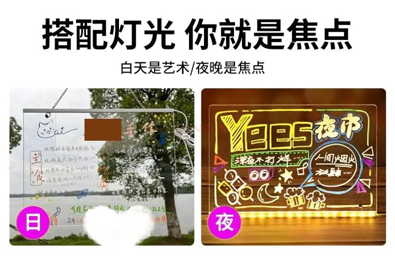 1pcs Fluorescent board, handwritten luminous advertising board, stall display board, LED light board, creative menu table board