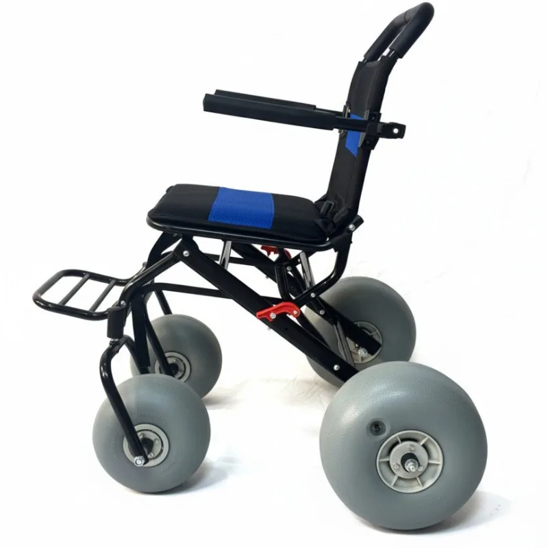 Beach Wheelchair Manual Foldable Lightweight Disabled Elderly Aluminum Alloy Steel Tube Scooter Small Elderly