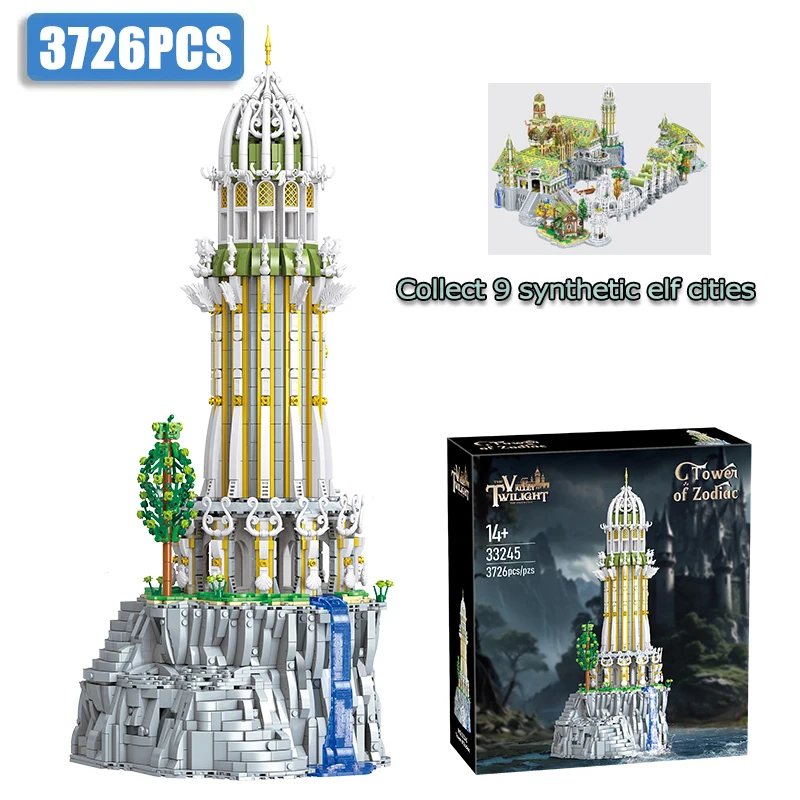 

3726 деталей, серия фильмов, MOC, Модульная модель Башни Зодиака, конструктор, игрушка-головоломка, подарки на Рождество для мальчиков и детей