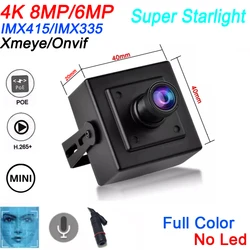Super Starlight Full Color Night Vision XMeye 4K 8MP indoor H.265+ Face Detection ONVIF Audio Mini POE IP Surveillance Camera