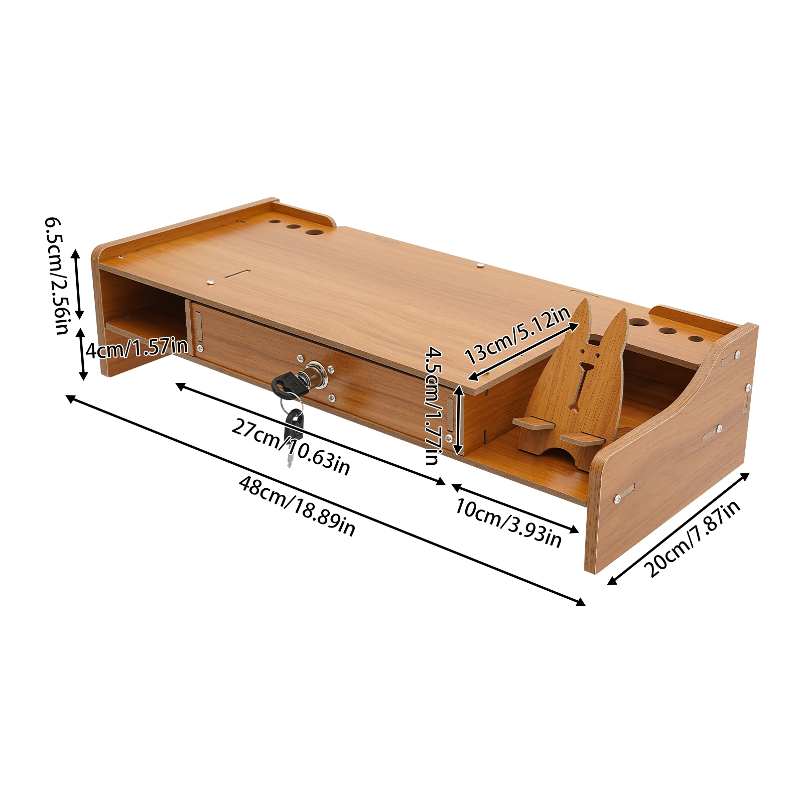 Stand Monitor Komputer 48*20*10.5cm, Rak Komputer dengan Laci yang Dapat Dikunci, Stand Monitor Cocok untuk Rumah, Sekolah, Kantor