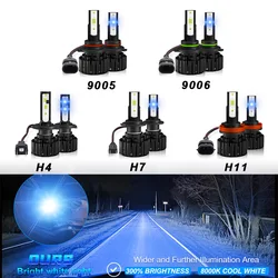 2pcs 100W 8000K Ice Blue LED Fog Light Bulbs Car Headlight H4 H7 H8 H9 H11 9006 HB4 9005 HB3 Auto DRL Car Daytime Running Light