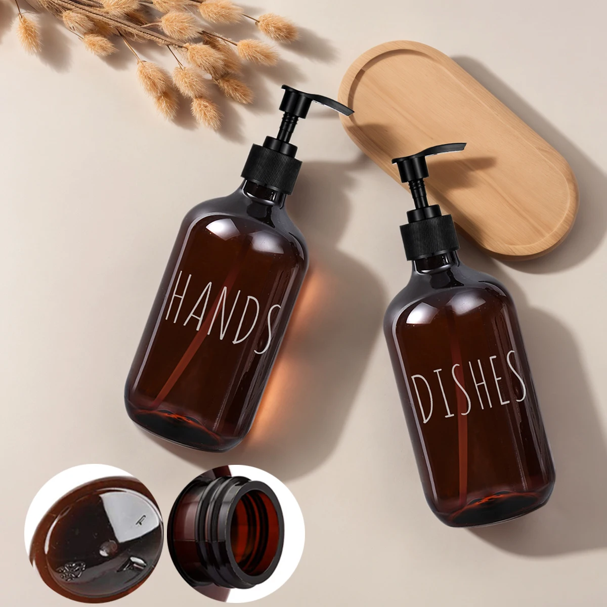موزع صابون اليد والأطباق، عبوتان بسعة كبيرة، مثالي للحمام والمطبخ، زجاجات سائلة لغسل الأطباق في المطبخ #5